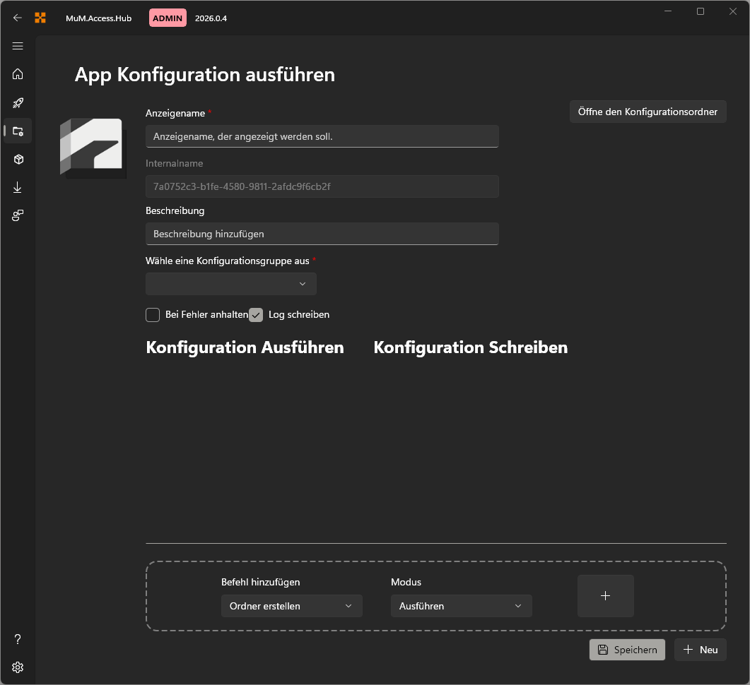 Konfiguration hinzufügen