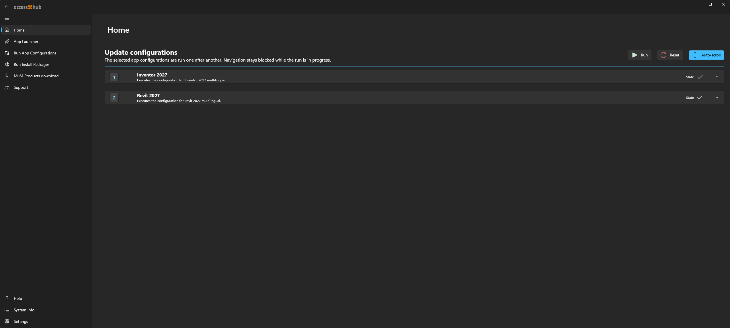 Update configurations page