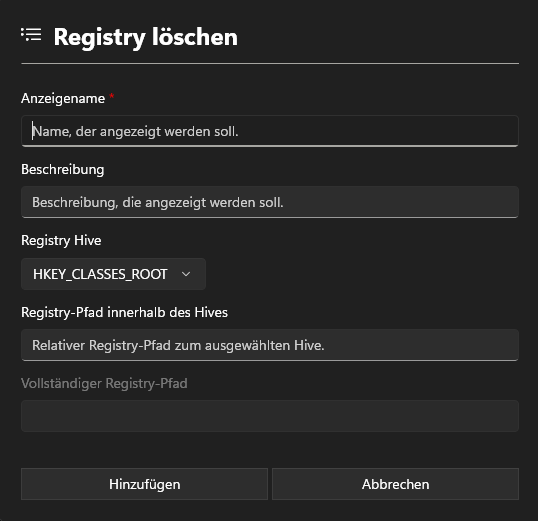 Registrierung löschen