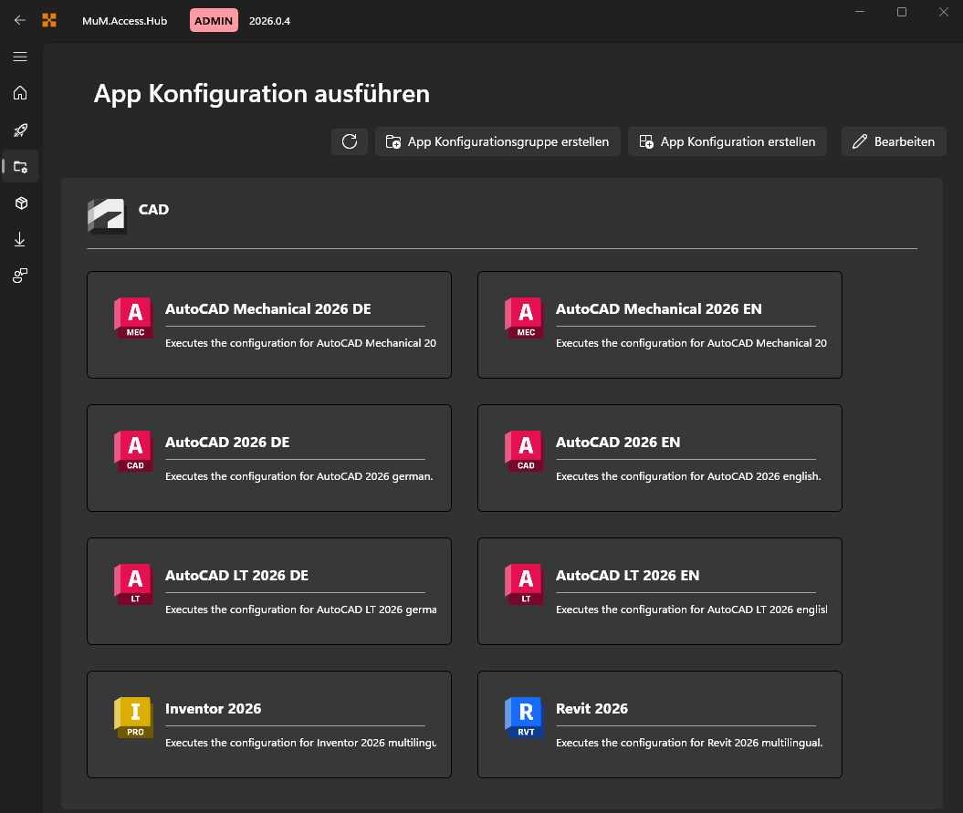 Dashboard App-Konfiguration ausführen – Admin