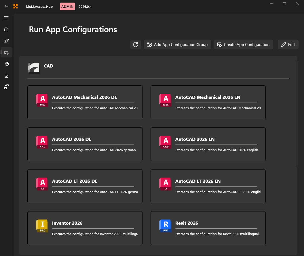 Dashboard Run App Configuration