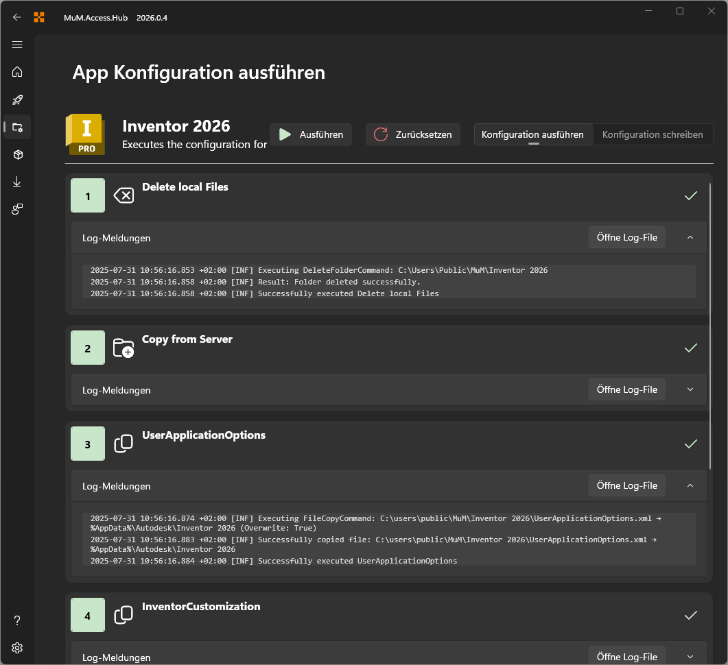 App-Konfiguration ausführen