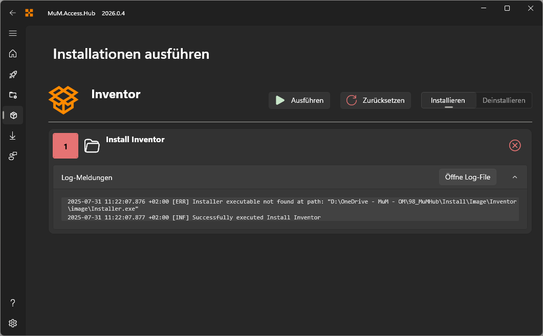 Installationspakete ausführen