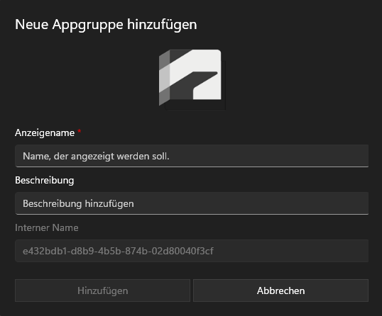 App-Gruppe hinzufügen