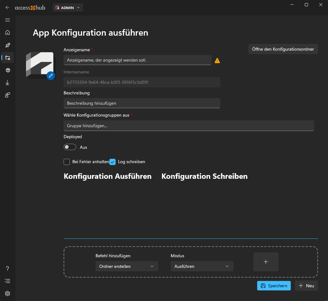 Konfiguration hinzufügen