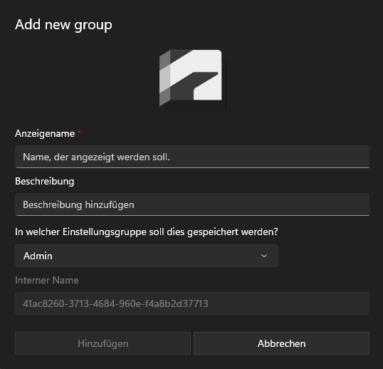 Installations-Gruppe hinzufügen