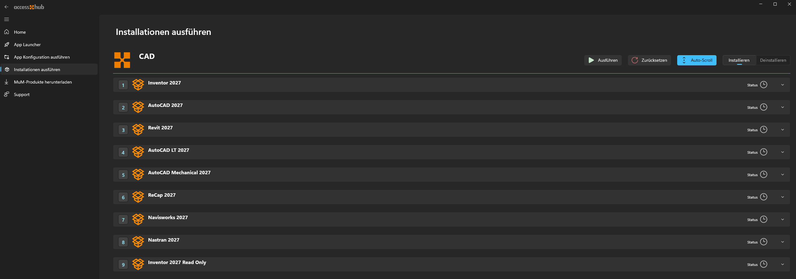 Installationspaketgruppe ausführen