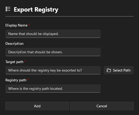 Export Registry